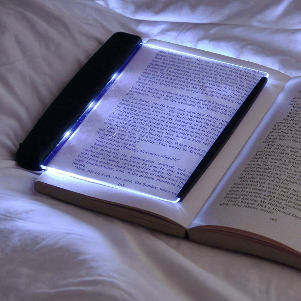 Flat Book Light Page Book Light for Reading In Bed At Night Clear LED Book Full Page Light Illuminator Panel Plate Lamp Board