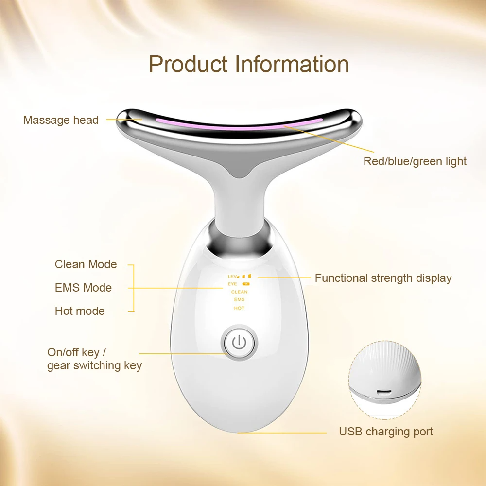 Face Massager EMS Photon Therapy Face Neck Lifting Beauty Tighten Device Thin Double Chin Remove Neck Lines Facial Massager