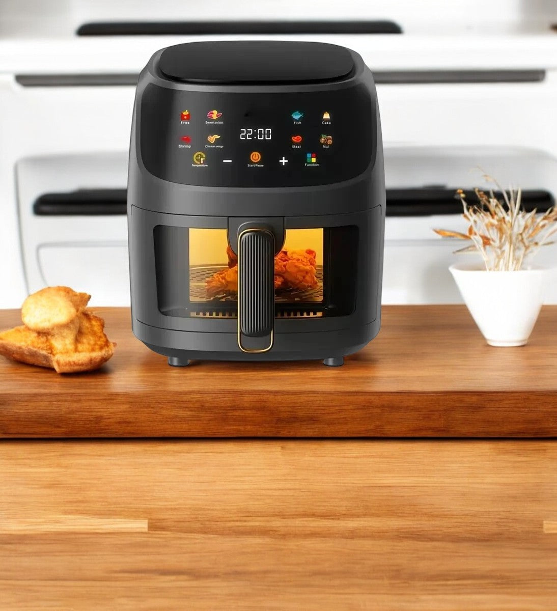 Freidora Aire 8L 2400W Con Pantalla Tactil Regulación De Temperatura Y De Visualización Air Fryer Programable (8 Litros)