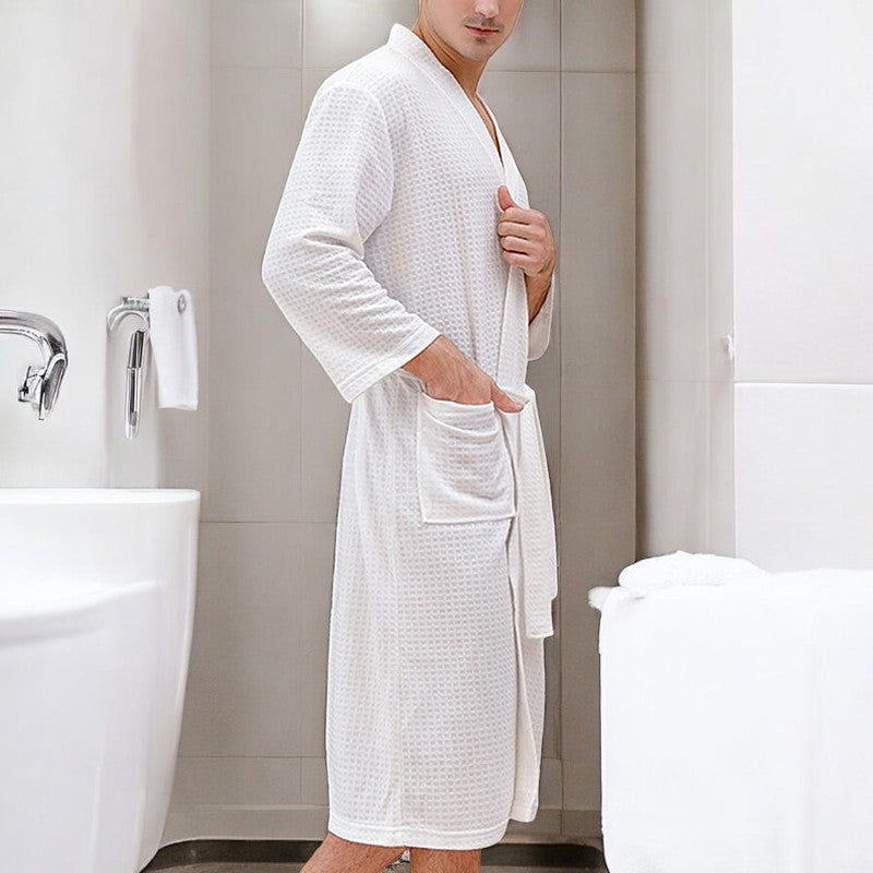 Autumn Adult Bathrobe Sashes V-Neck Robe Pajamas For Men And Women Couple Robes Pockets Long Sleeve Fashion Nightgown