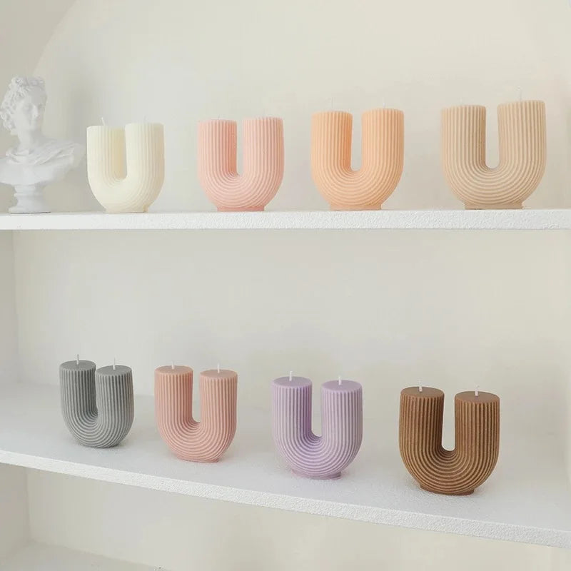 New U-Shaped Scented Candles for Home Decoration Geometric Rainbow Bridge Candle Room Decor Aroma Candles Room Decorative Velas