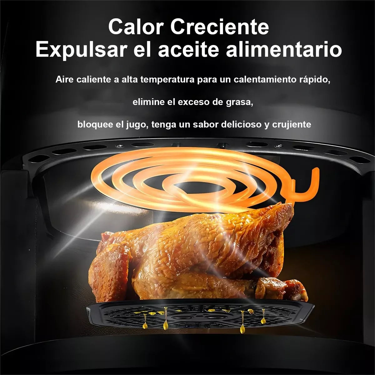 Freidora Aire 8L 2400W Con Pantalla Tactil Regulación De Temperatura Y De Visualización Air Fryer Programable (8 Litros)