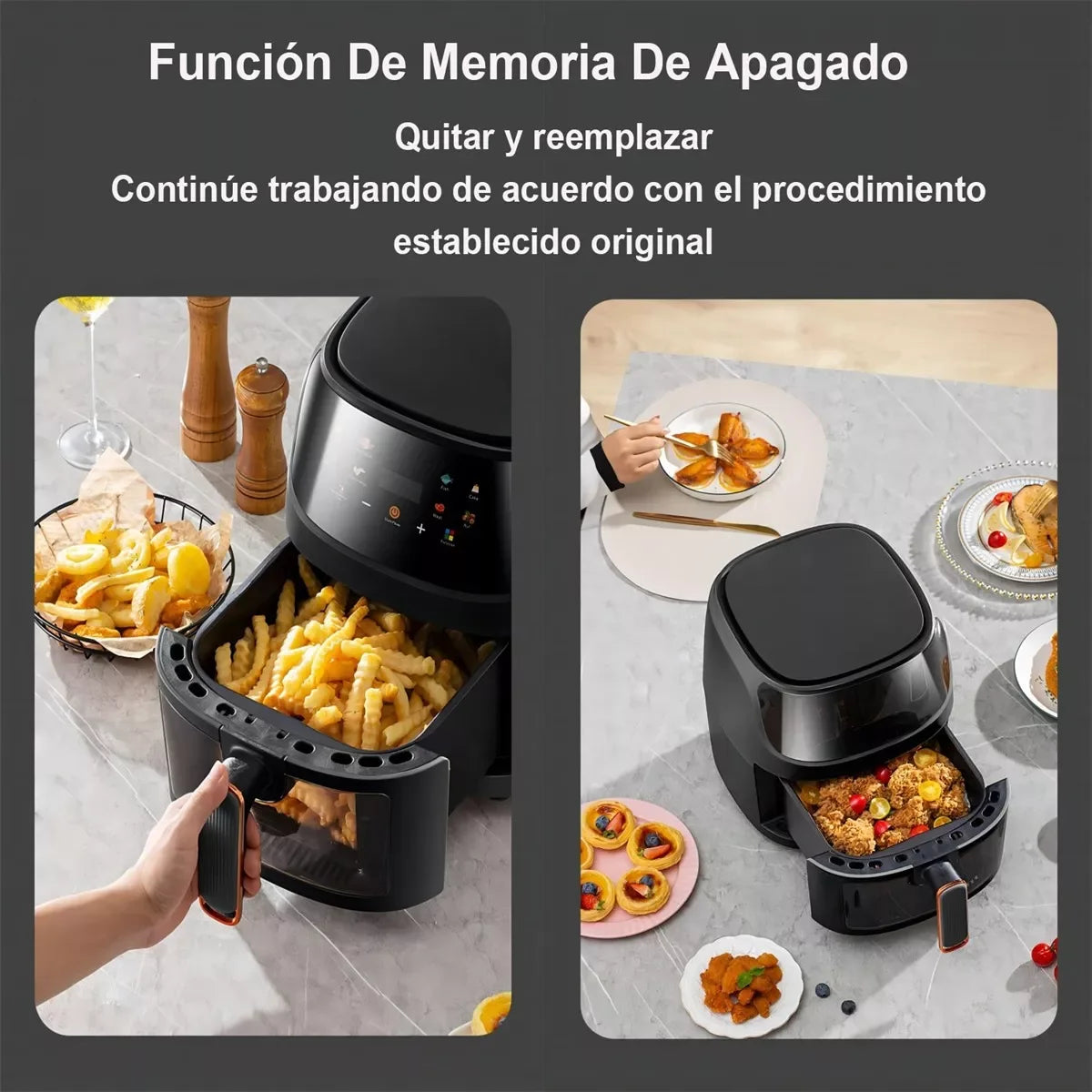 Freidora Aire 8L 2400W Con Pantalla Tactil Regulación De Temperatura Y De Visualización Air Fryer Programable (8 Litros)