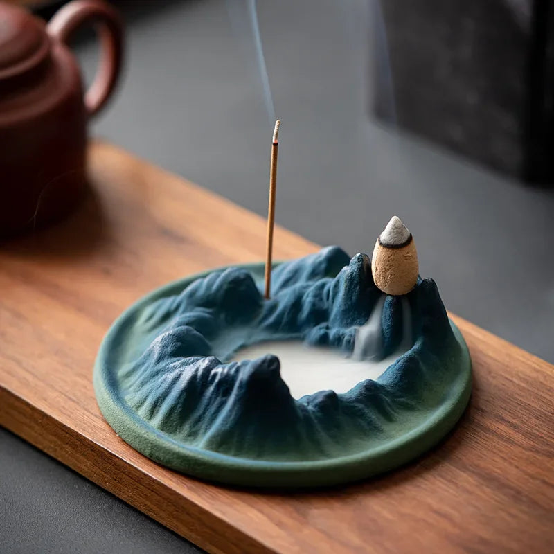 Thousands of Miles of Jiangshan Ceramic Plug-in Incense Burner Home Indoor Aromatherapy Stove Zen Ornaments Zen Decor  Waterfall