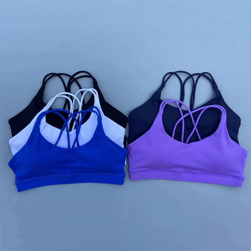 Solid Color soft high strength Women Fitness Bra Tight Sport Top Comprehensive Training Gym Yoga Underwear  Tight With Chest Pad